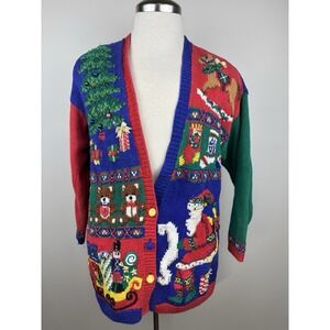 VTG 90s Marisa Christina Christmas 1995 Cardigan w/ Bells Size M